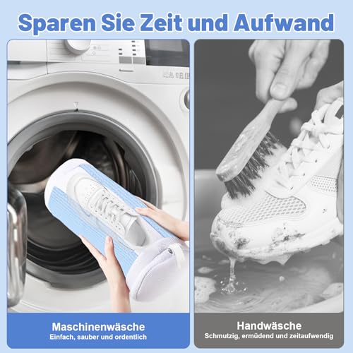Dntorx 2 PCS Shoe Washing Machine Bags for Washer and Dryer, Blue + White - color: Blue+White