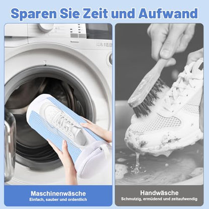 Dntorx 2 PCS Shoe Washing Machine Bags for Washer and Dryer, Blue + White - color: Blue+White