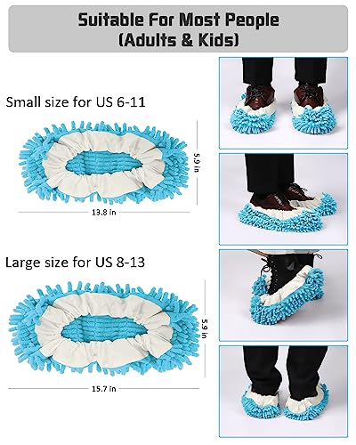 8 Pcs Mop Slippers Socks Floor Cleaning,Microfiber Shoe Covers dust Washable Reusable for Woman Man House Kitchen (Blue) - color: Blue
