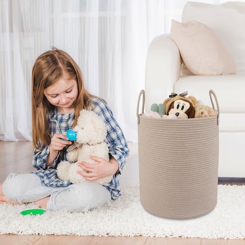 XUANGUO Cotton Rope Laundry Basket Hamper for Clothes, Konjac - color: Konjac, size: Regular