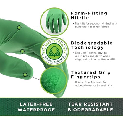 SHOWA 6110PF Nitrile Disposable Gloves, 4 Mil, X-Small (1 Box/100 Gloves) - color: Green, size: X-Small
