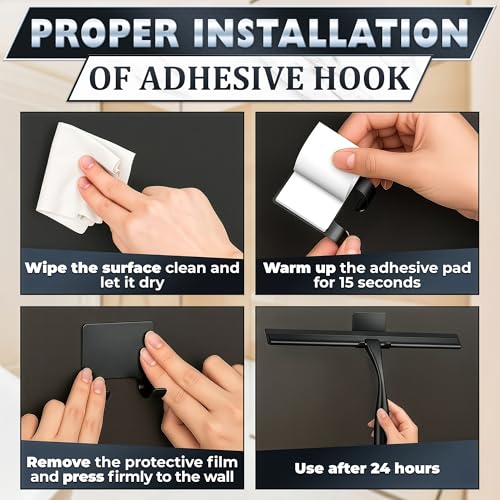 Stainless Steel Shower Squeegee, Glass, Silicone, 12 Inch (Black) - color: Black, size: 12 Inch