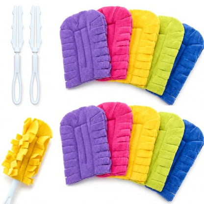 10 Pack Duster Refills with 2 Dusting Wands Reusable Pads