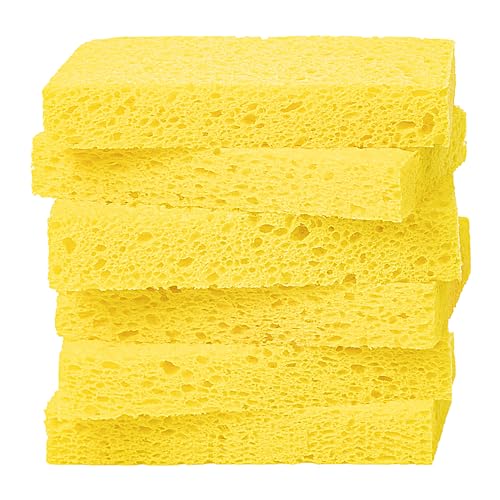6 Pack Yellow Cellulose Scrub Sponges Non-Scratch Heavy Duty Kitchen - color: Yellow, size: 6 Count (Pack of 1)