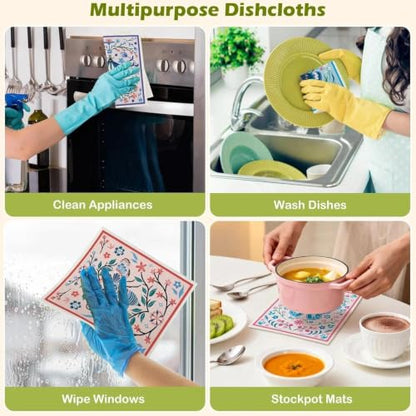 6 Pcs Swedish Paper Cloths for Kitchen, Reusable Paper Towels Washable - color: Flying Animals