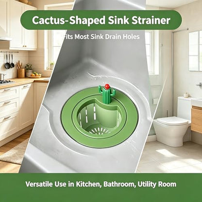 2 Cactus Kitchen Sink Drain Strainer,Anti-Clogging Kitchen Drainer with - color: Green + Yellow
