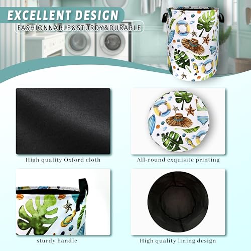Funny Hawaii Print Laundry Basket Oxford Cloth Foldable Hamper 18.9x16.5 In - color: Fun Hawaiian Beach Elements