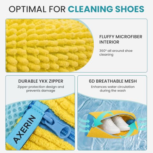 Shoe Washing Machine Bag for Washer and Dryer – 2pc Reusable Shoe Cleaning Bag for Sneakers & Tennis Shoes - color: Yellow