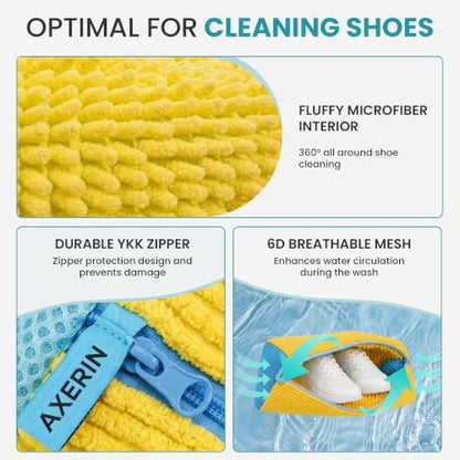 Shoe Washing Machine Bag for Washer and Dryer – 2pc Reusable Shoe Cleaning Bag for Sneakers & Tennis Shoes - color: Yellow