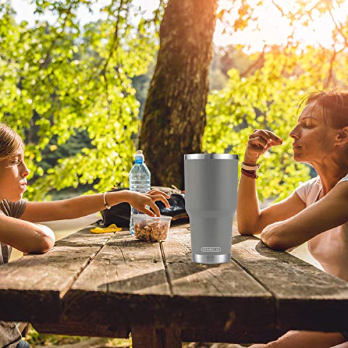 D·S 30oz Grey Tumbler Double Wall Vacuum Insulated Travel Coffee Mug - color: Gray