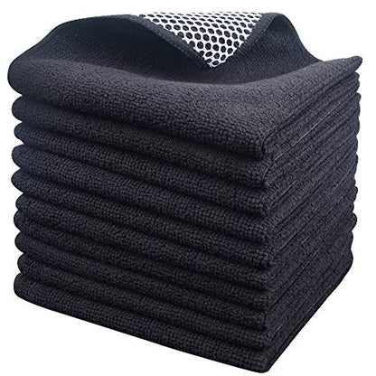SINLAND Dish Cloth for Washing Dishes Kitchen Washcloth Cleaning Cloth - color: Black, size: 12inchx12inch 10pack