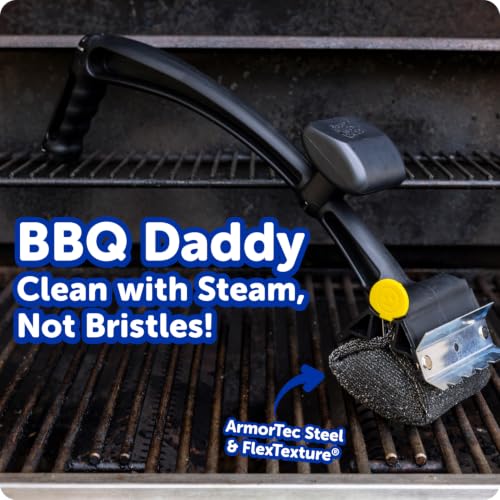 Scrub Daddy BBQ Daddy Grill Cleaner Kit - Bristle Free Grill Brush with Refill + 2 Steel Scour Daddy Grill Sponges - Built-in Grill Scraper - Temperature Controlled Grill Cleaning Tools (4 Count) - style: BBQ Daddy + Refill + Scour Daddy Steel 2ct Bundle