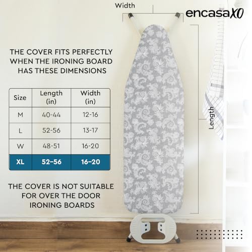 Encasa XO Ironing Board Cover and Pad, X-Large, 54"x18" - Grey - color: Grey., size: X-Large