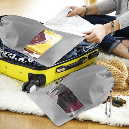 12 Pack Shoe Bags for Travel, Large Travel Shoe Bag for Packing with Window - color: Grey