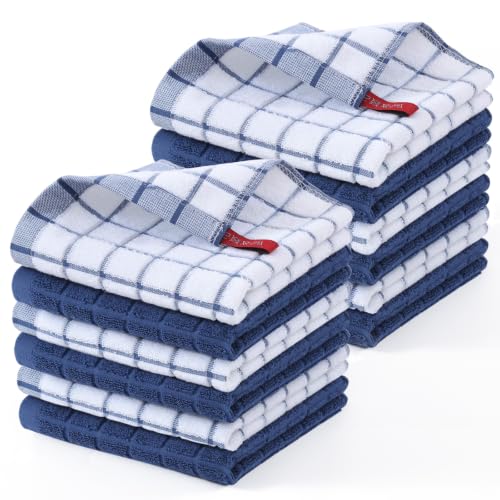 Homaxy Premium Cotton Kitchen Dish Cloths 12"x 12", 12 Pack, Navy Blue - color: Navy Blue, size: 12" X 12" - 12 Pack
