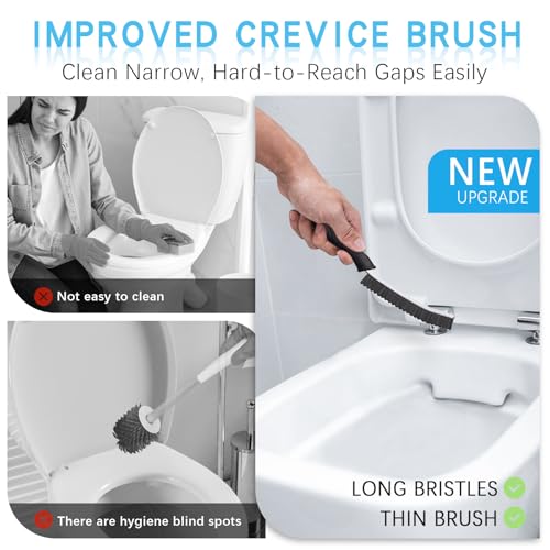 Magiware Hard Bristle Crevice Cleaning Brushes for Household Use - 2025 New Thin Scrub Brush Set, Small Cleaner Tool for Narrow Spaces, Kitchen,Toilet, Bathroom,Window, Faucets, Car Gaps (Model 2) - style: SERRATED-BLACK & WHITE