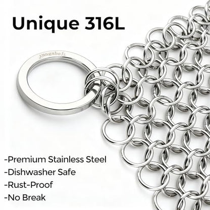 AMAGABELI GARDEN & HOME 10”x10” Stainless Steel Cast Iron Cleaner Chainmail Scrubber for Cast Iron Pan Skillet Cleaner for Dishes Cast Iron Pot Cookware Accessories BG263 - size: 10”x10”