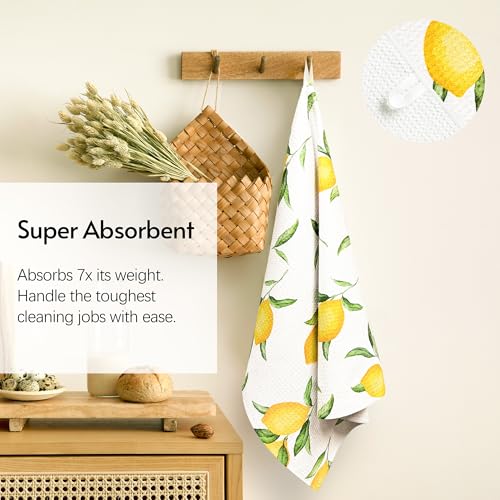 Eulnars Kitchen Towels, Premium Dish Towels for Kitchen Drying, 18" x 30" Microfiber Kitchen Towel Set, Quick Dry Tea Towels, Watercolor Lemon Series, 2-Pack - color: Watercolor Lemon