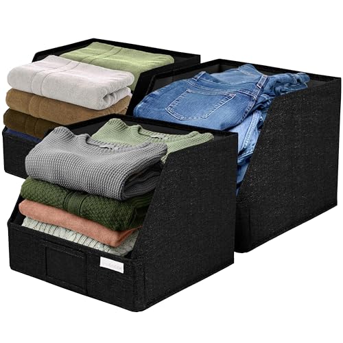 VIVIDECOR Open Front Trapezoid Closet Bins, Closet Shelf Organizer, Black - color: Black