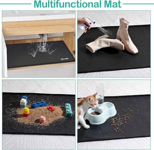 Silicone Under Sink Mat, 31"x22", Waterproof Cabinet Liner, Black - color: Black, size: 22"W x 31"L