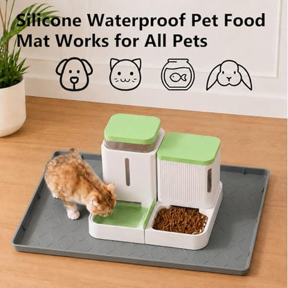 MateeyLife Silicone Waterproof Mat for Dog & Cat Food Mat 19"X12" - color: Dark Grey, size: 19"L x 12"W