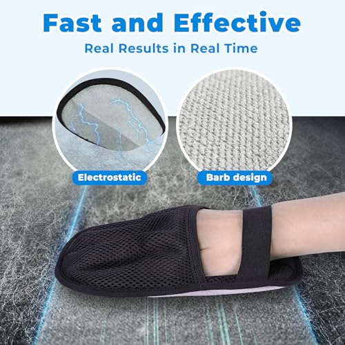 GRENTY 2 PCS Pet Hair Removal Glove for Dogs & Cats, Upgraded Five-Finger Electrostatic Pet Hair Remover, Pet Hair Removal Tool for Clothing, Carpets, Sofa Gaps, and Car Seat - color: 2PCS-Black