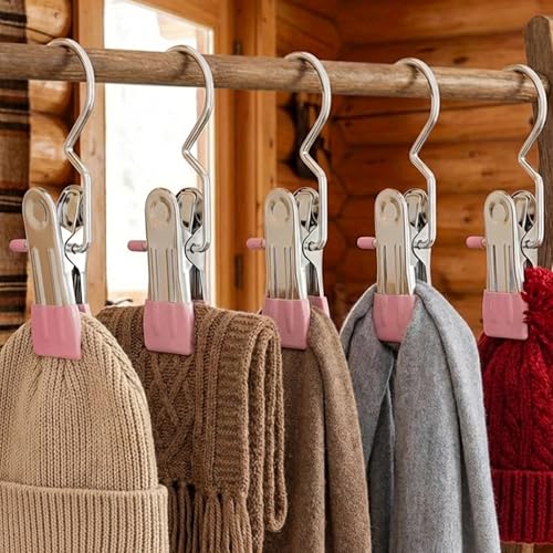 Stainless Steel Boot Hangers, 360° Clips, Rubber Tips, Laundry Closet
