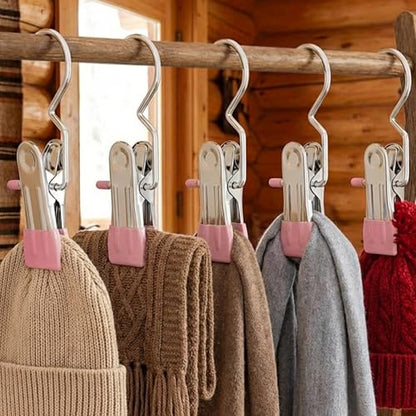 Stainless Steel Boot Hangers, 360° Clips, Rubber Tips, Laundry Closet