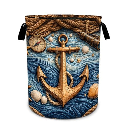 Nautical Laundry Basket Waterproof Laundry Hamper Foldable Laundry Bag with Handles for Bedroom, Bathroom, Office, Clothes Storage - color: Nautical