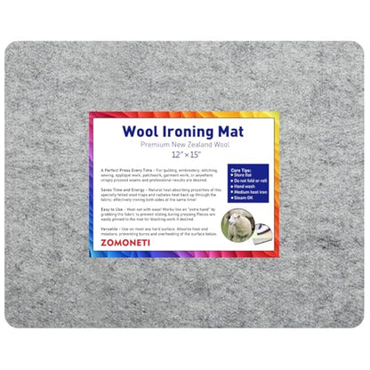 ZOMONETI 15" x 12" Wool Pressing Mat 100% New Zealand Felted Wool Ironing Mat Pad Blanket for Quilter, Sewing, Quilting Supplies and Notions