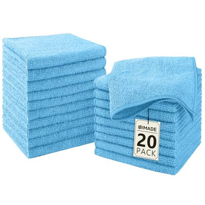 UNIMADE Washcloths 20 Pack Face Towels (12" x 12"), Highly Soft Wash Cloths - color: Blue, size: 20Pack