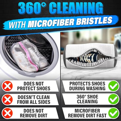 2 Pcs Reusable Shoe Washing Machine Bag, XXL with Zipper, White - color: White