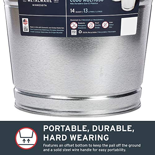 Behrens Galvanized Steel Utility Pail 14-Quart - size: 14 quarts, style: Galvanized