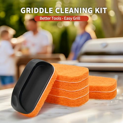 Griddle Cleaning Kit for Blackstone, Heavy-Duty Scraper & Ergonomic Handles - color: 8pcs Orange