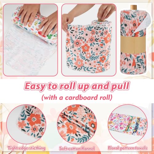 IANFEPH 36 Pack Reusable Paper Towels Roll, Washable Paperless Cotton Cloth Kitchen Towel 9.8" x 11" Absorbent Flannel Reusable Cleaning Dishcloth for Home Bathroom - color: Floral