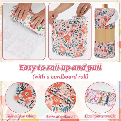 IANFEPH 36 Pack Reusable Paper Towels Roll, Washable Paperless Cotton Cloth Kitchen Towel 9.8" x 11" Absorbent Flannel Reusable Cleaning Dishcloth for Home Bathroom - color: Floral