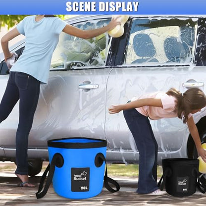 5 Gallon Collapsible Bucket with Handle for Car Washing (2PCS) - color: 2pcs