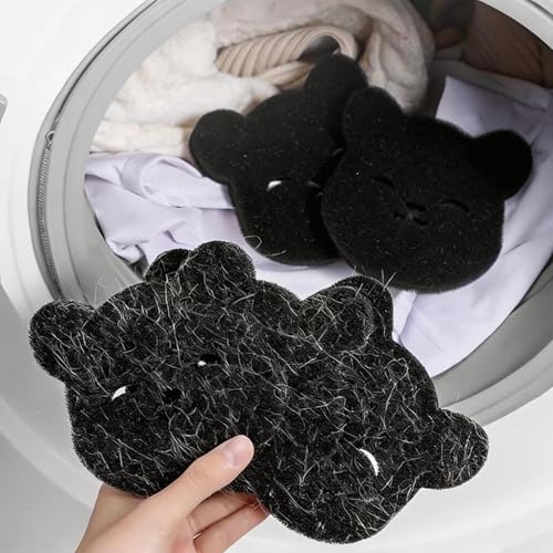 Pet Hair Remover for Laundry, 6 PCS Dog Cats Hair Remover for Laundry Balls Hair Catcher Laundry for Dryer Reusable Fur Hair Catcher Washer Machine, Removes Pet Fur, Hair, Lint (Black) - color: Black