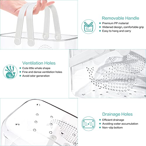 2 Pack Plastic Shower Caddy Basket for Bathroom (White+Cyan) - color: White+Cyan