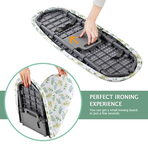 SheeChung Small Ironing Board 12"x32",Foldable Tabletop Ironing Board - style: Yellow Leaf-32x12