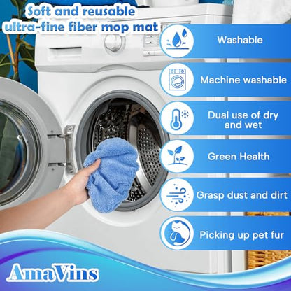 AmaVins 5 Pack Reusable Microfiber Mop Pads Compatible with Swiffer Sweeper Mop, Wet and Dry Flat mop Cover, Washable Swiffer Pads for Surface/Hardwood Floor Cleaning (Mop is Not Included) - color: Azure 5 Pack