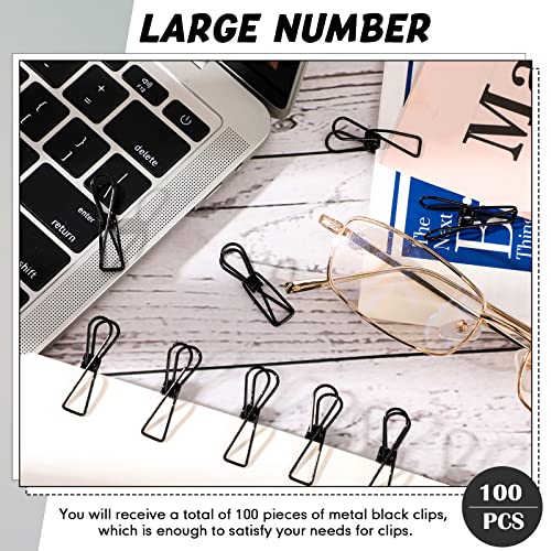 Sabary 100 Pcs Paper Clip Metal Wire Clothespin,Small,Black - color: Black, size: Single Size (Small)