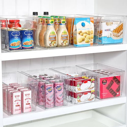 Vtopmart 6 Pack Clear Storage Bins, Pantry Storage Bins with Handle, XL - size: XL(13"×7.4"×7")