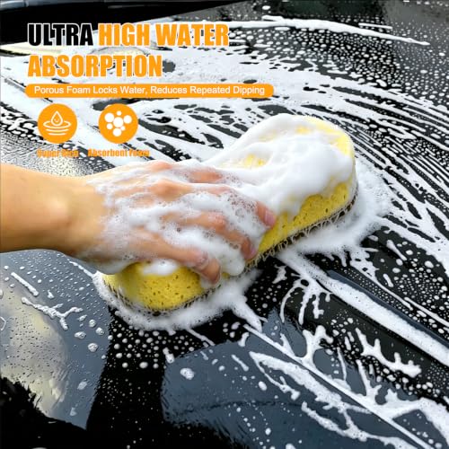 2 Pack Large Plush Car Sponge for Cleaning, 22x11x5CM - color: 2 Pack