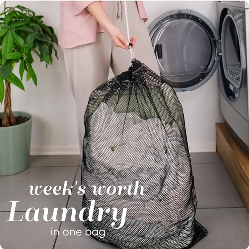 Handy Laundry Mesh XL Laundry Bag 24"x36" 2-Pack, Heavy Duty, Black - color: Black