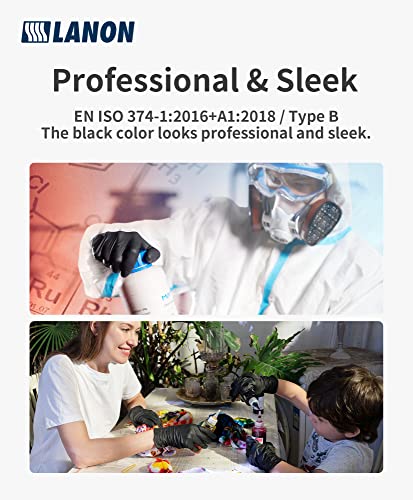 LANON 6-mil Black Nitrile Disposable Gloves, Food-Safe, Powder-Free, Heavy-Duty, Textured Fingertips, Latex-Free, XL - size: X-Large (Pack of 100)