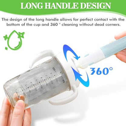 Sponge Bottle Brush Cup Cleaning Brush Long Handle Baby Bottle Cleaning Brushes Detachable Bottle Scrubber for Water Bottles, Glasswares, Mugs (Brush 4PCS) - color: Brush 4pcs