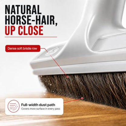 MP Maresh Products Soft Touch Deluxe Vacuum Cleaner Brush Attachment, Horse Hair Bristles for Hardwood & Wall Cleaning, Fits 1 1/4 Inch Vacuums Rigid Nozzle Dust Collector Pet Hair - Gray, 12 inch - size: 12 Inch with Wheels Gray