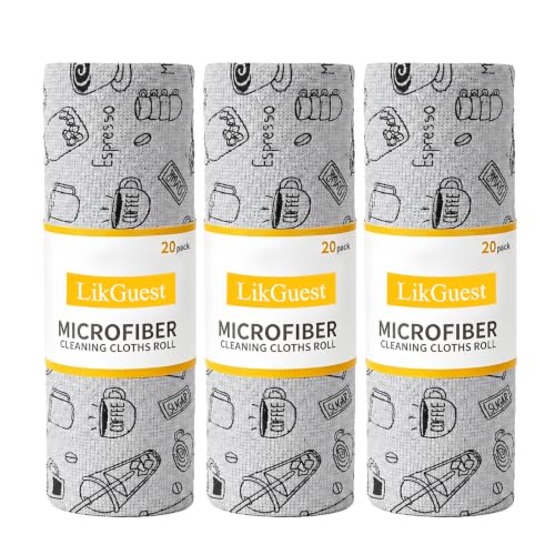 Microfiber Cleaning Cloth Roll, 60 Pack Tear Away Reusable Microfiber Towels, 10"×10" Lint Free Scratch Free Cleaning Rags, Ultra Absorbent Washable Cloths for Indoor and Outdoor, Grey - color: Grey, size: 60pack(3 roll)