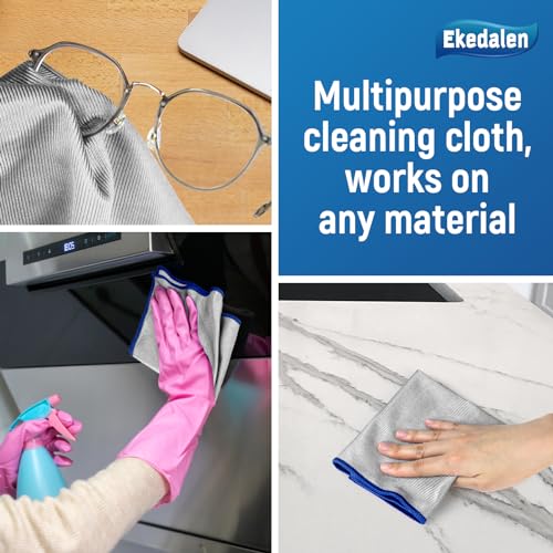 Ekedalen Microfiber Cleaning Cloth Lint Free Glass Polish, Silver-Blue - color: Silver-blue